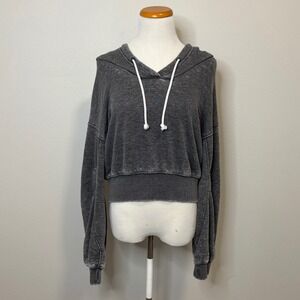 Free People Cropped Hoodie Long Sleeve‎ Pullover Athleisure Gray XS